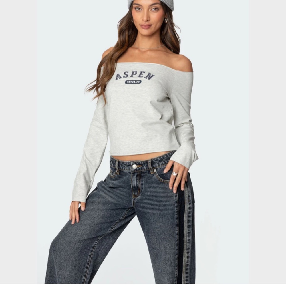 Edikted Light Gray Aspen Ski Club Top